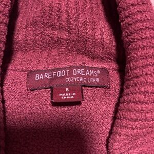 Barefoot Dreams CozyChic Lite Cardigan… Deep Mauve Shawl Collar Round Hem..